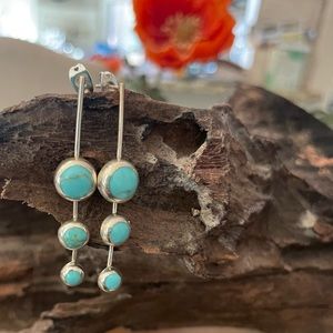 Long Turquoise sterling  Earring Set Dangle Drop